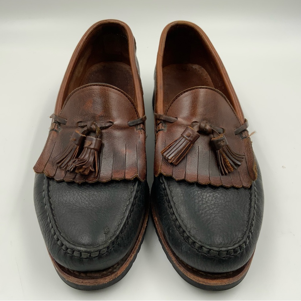 Allen‎ Edmonds Nashua Black/Brown Kilt Tassel Leather Loafer Men Size 9.5.